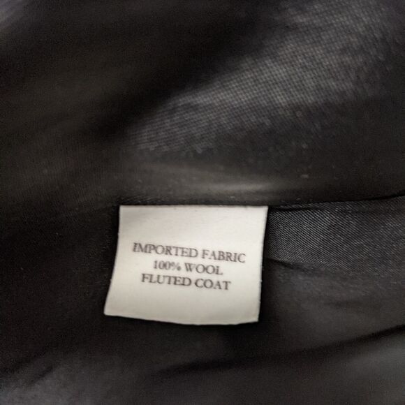 CHAIKEN Fluted Black 100% Wool Coat 6 - Picture 6 of 7